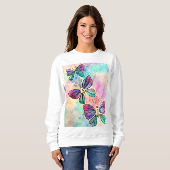 Flytande Butterflies Sweatshirt Tee (Hel framsida)