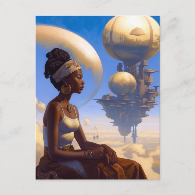 Flytande City Afrofuturistic Science fiction Vykort (Framsida)