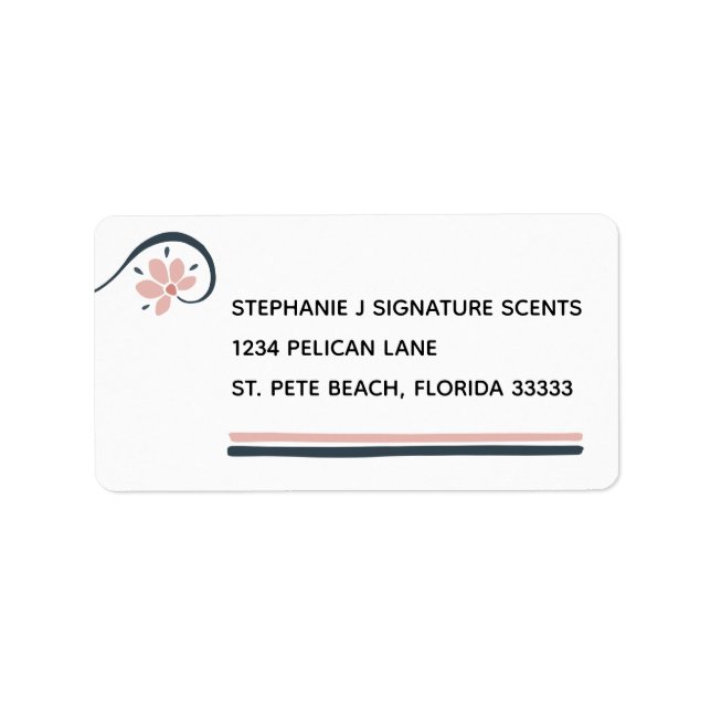 Flytande dofter Personlig returadress Adressetikett (Framsidan)