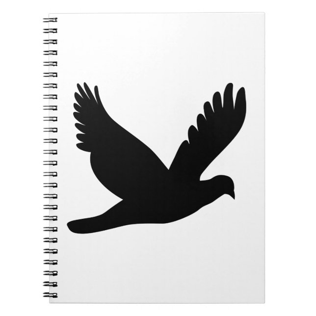 Flytande Dove Silhouette Anteckningsbok Med Spiral (Framsidan)