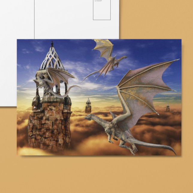 Flytande Dragon Fantasy liggande Himmel Vykort (Skapare uppladdad)