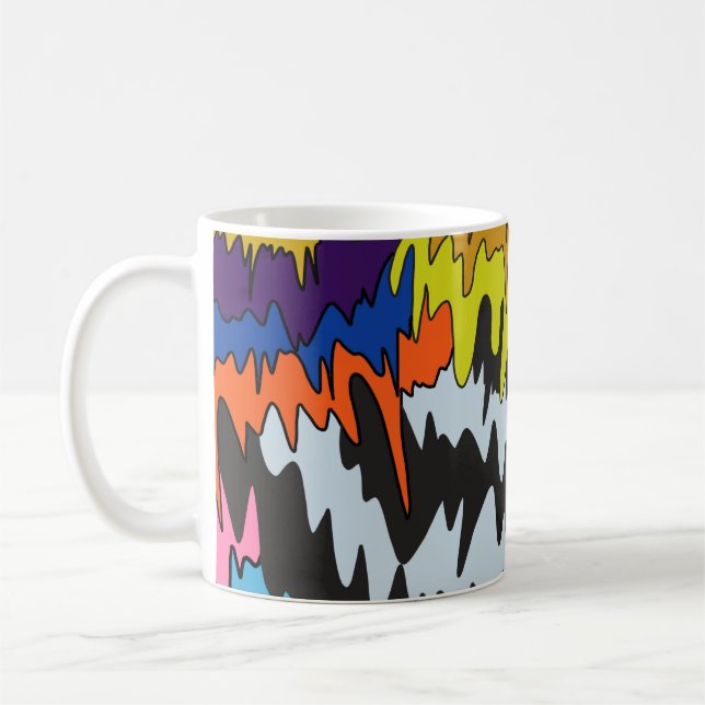 Flytande droppfärgad Groovy Rand Trippy Mönster Kaffemugg (Vänster)