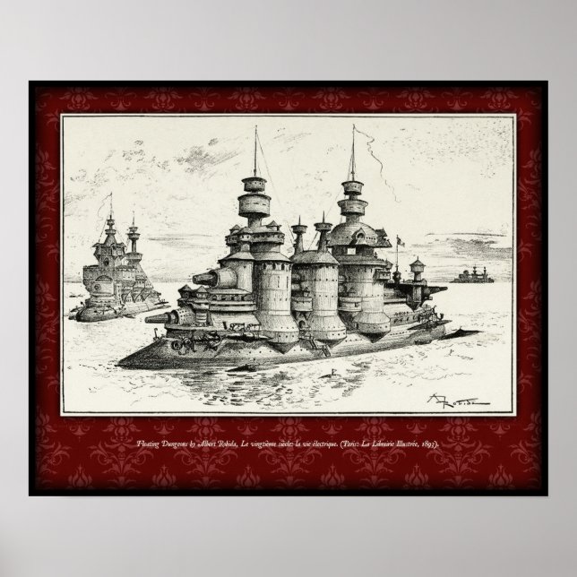 Flytande dungeons Poster - Albert Robida, 1893 (Framsidan)