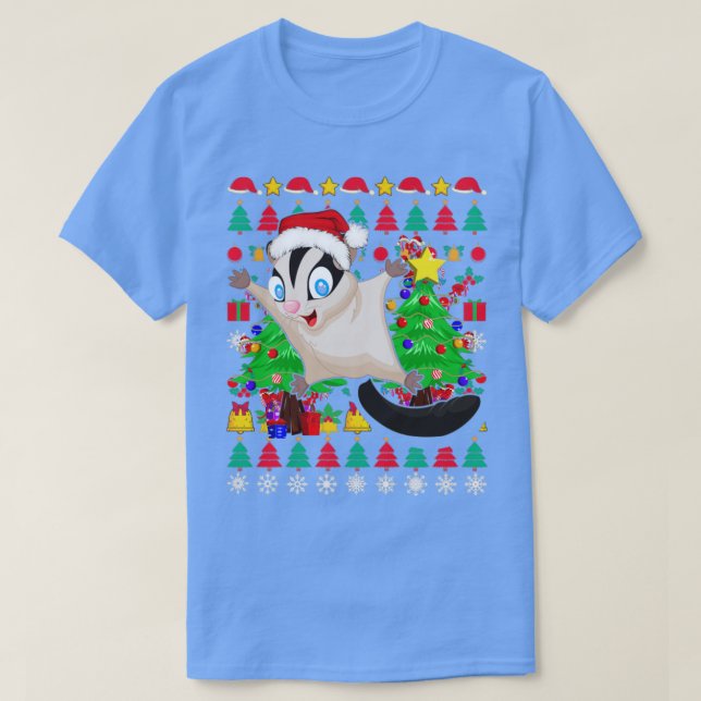 Flytande ekorre Festive Sugar Glider Julafton Ugly T Shirt (Design framsida)