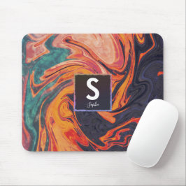 Flytande Elegant Marble Namn Monogram Musmatta