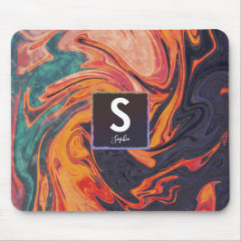 Flytande Elegant Marble Namn Monogram Musmatta