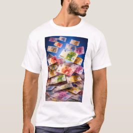 Flytande eurosedlar – Pengar regn Abstrakt Fina T Shirt