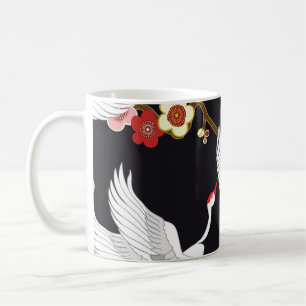 Flytande fåglar: Crane Heron Japanska. Kaffemugg