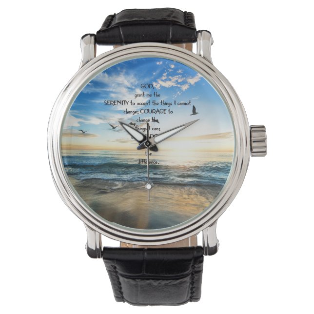 Flytande fåglar i Heaven Serenity Prayer Armbandsur (Framsida)