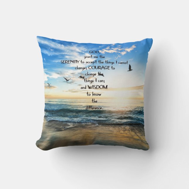 Flytande fåglar i Heaven Serenity Prayer Kudde (Framsida)