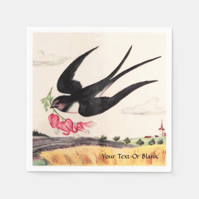 Flytande fåglar med blommor pappersservett (Framsidan)