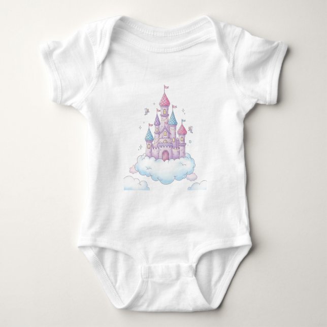Flytande Fairy Castle - Whimsical Kids’ Fantasy T Shirt (Framsida)