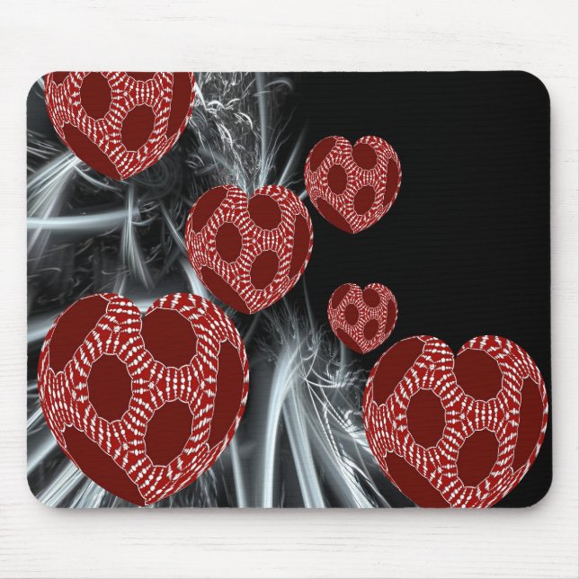 Flytande Fantasy Fractal Art Hearts Mousepad Musmatta (Framsidan)
