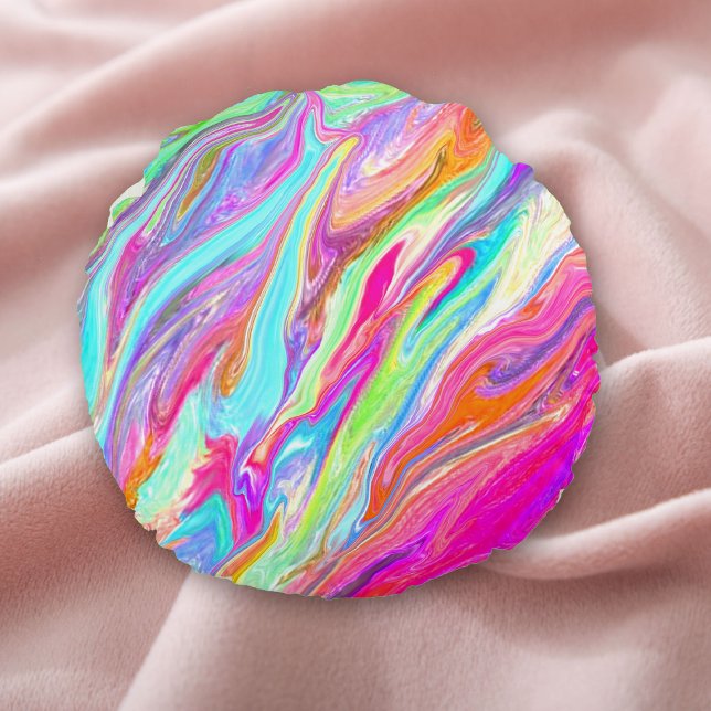 Flytande Färg Neon Rund Kudde (Skapare uppladdad)