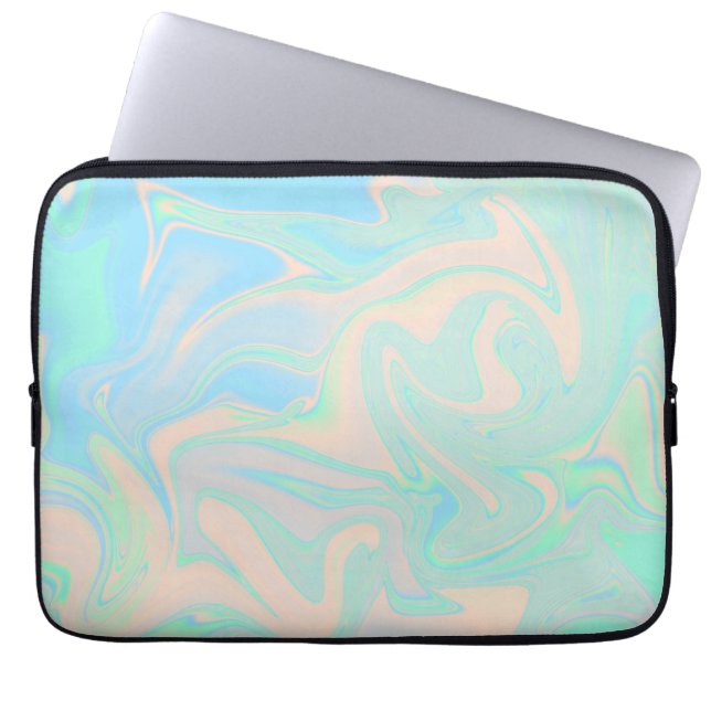Flytande faux holograf iridescent struktur laptop fodral (Framsidan)