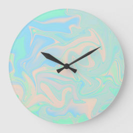 Flytande faux holograf iridescent struktur stor klocka
