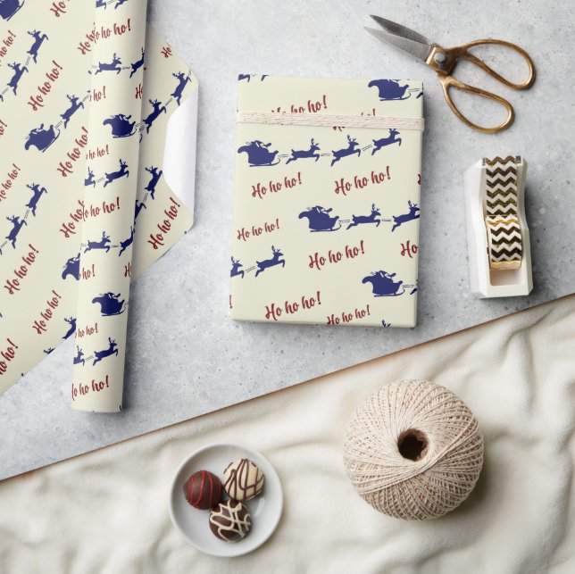 Flytande Festive Roligt Santa Sleigh Reindeers Sea Presentpapper (Hantverk)