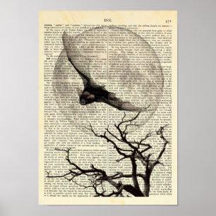 Flytande Fladdermus, fullmoon, traditionell gotisk Poster