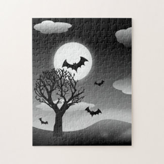 Flytande Fladdermus i Moonlit Himmel Puzzle Pussel