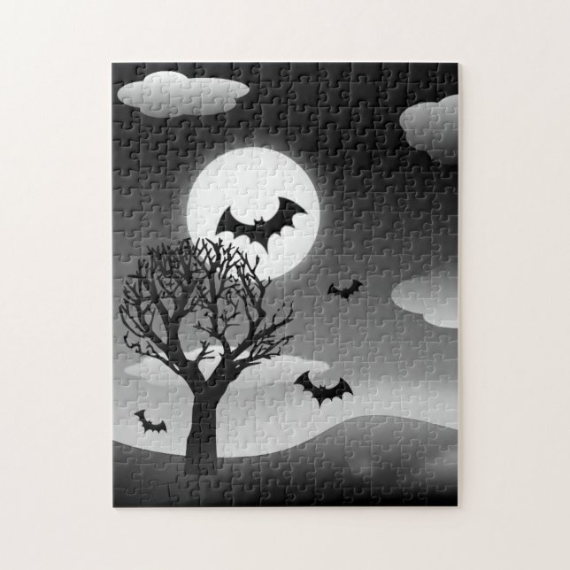 Flytande Fladdermus i Moonlit Himmel Puzzle Pussel (Vertikal)