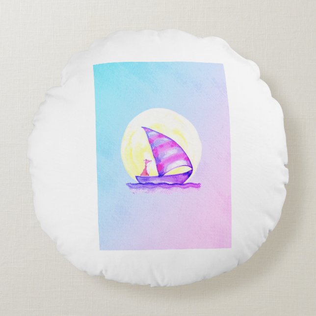 Flytande fox Fantasy Pillow" Rund Kudde (Framsidan)