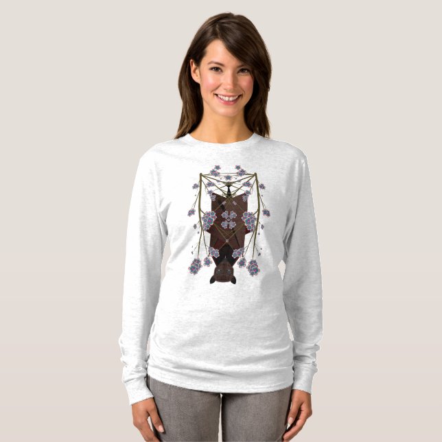 Flytande fox-Långärmad - skift T Shirt (Hel framsida)