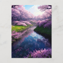 Flytande genom Blommar Vykort