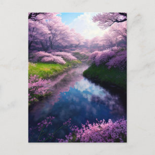 Flytande genom Blommar Vykort