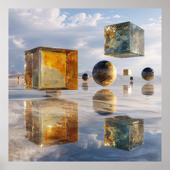 Flytande geometriska underverk över vatten poster (Framsidan)