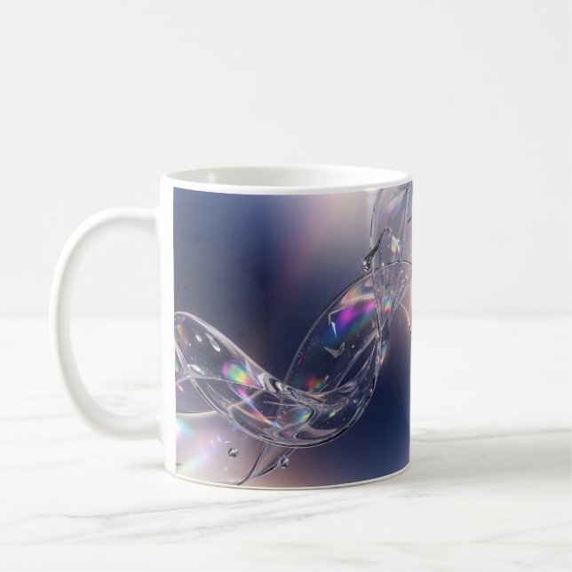 Flytande Glas Ripple Droplet - Iridescent 3D Abstr Kaffemugg (Vänster)