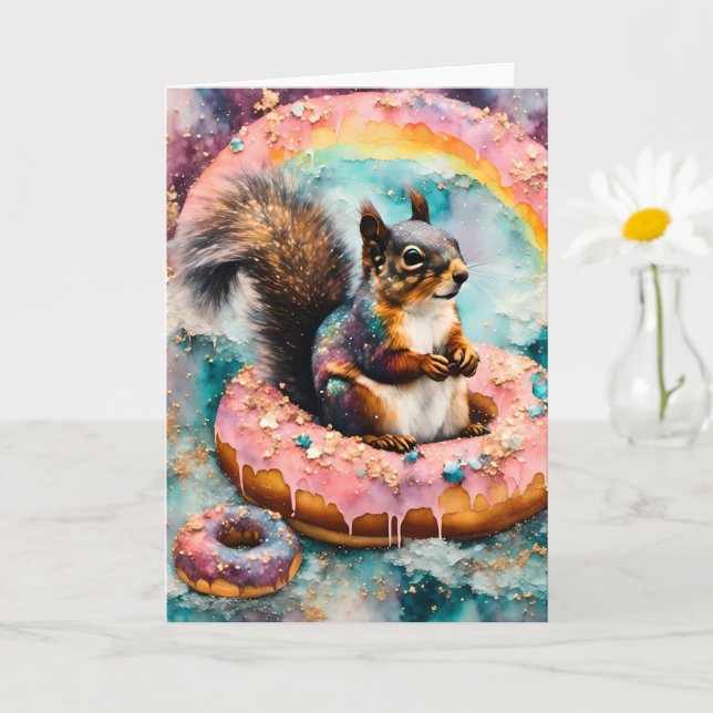 Flytande Glazed Donut Funny Sweet Kort (Liten växt)