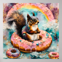 Flytande Glazed Donut Funny Sweet Poster
