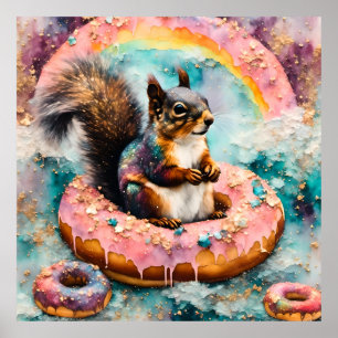 Flytande Glazed Donut Funny Sweet Poster