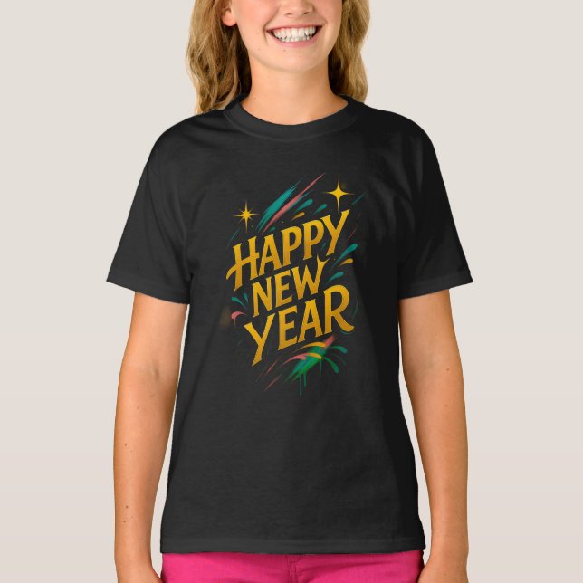 Flytande Graffiti Elegance - nyår i Guld, Neo T Shirt (Framsida)