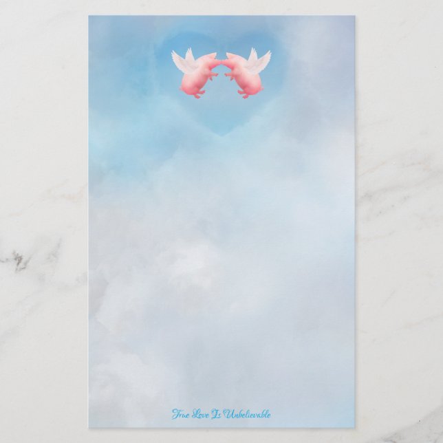Flytande Grisar-otroliga Kärlek Brevpapper (Framsida)