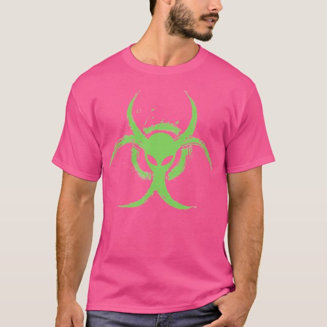 Flytande Grönt Biohazard Alien T Shirt (Framsida)
