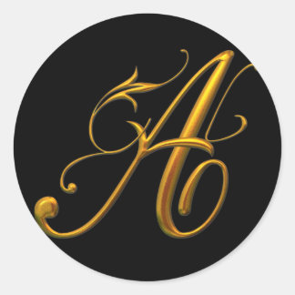 Flytande Guld A monogram Runt Klistermärke