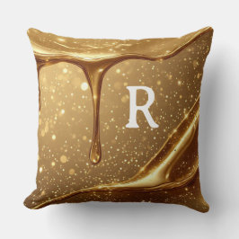 Flytande Guld Dropp Glitter Bokeh Lyx Glamour Kudde