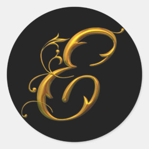 Flytande Guld E monogram Runt Klistermärke