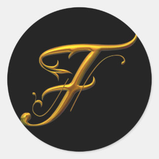 Flytande Guld F monogram Runt Klistermärke