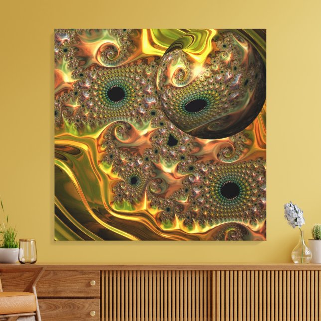 Flytande Guld Fraktal Dröm  Canvastryck (Insitu (Vardagsrum))