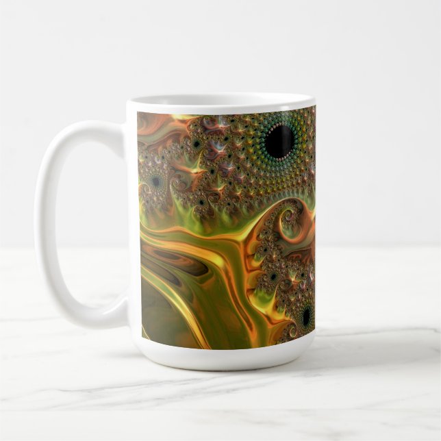 Flytande Guld Fraktal Dröm  Kaffemugg (Vänster)