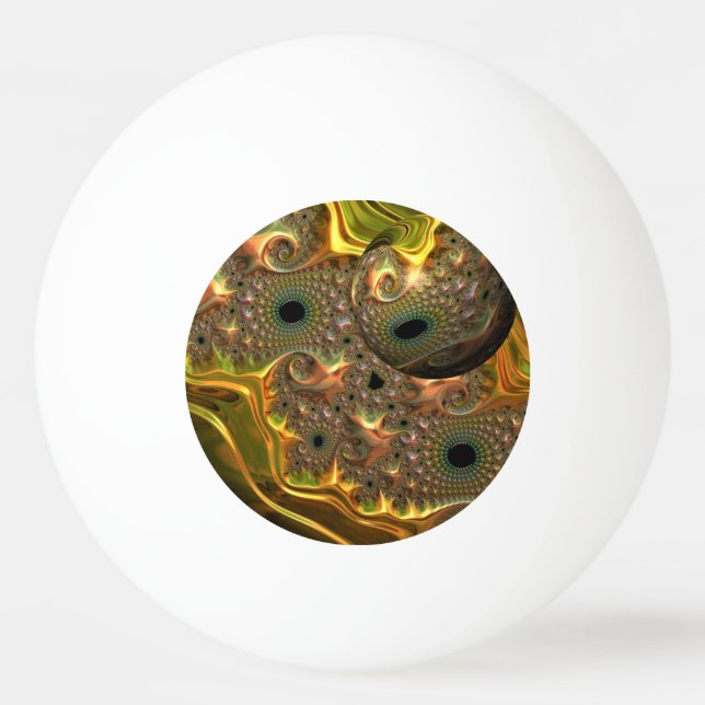 Flytande Guld Fraktal Dröm  Pingisboll (Framsidan)