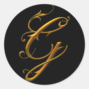 Flytande Guld G monogram Runt Klistermärke
