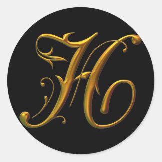 Flytande Guld H monogram Runt Klistermärke