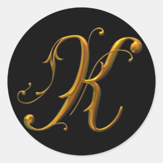 Flytande Guld K monogram Runt Klistermärke