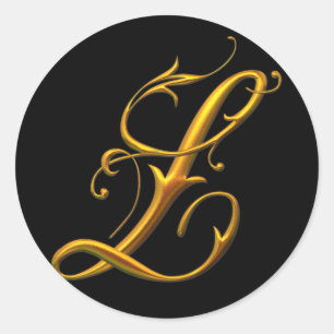 Flytande Guld L monogram Runt Klistermärke
