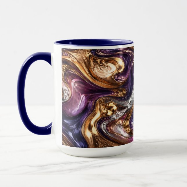 Flytande Guld Marmor Morgon Kaffe Mugg Estetik (Vänster)