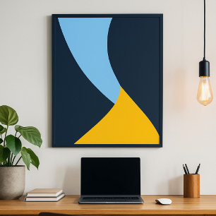 Flytande Gult och blå vågformer Poster