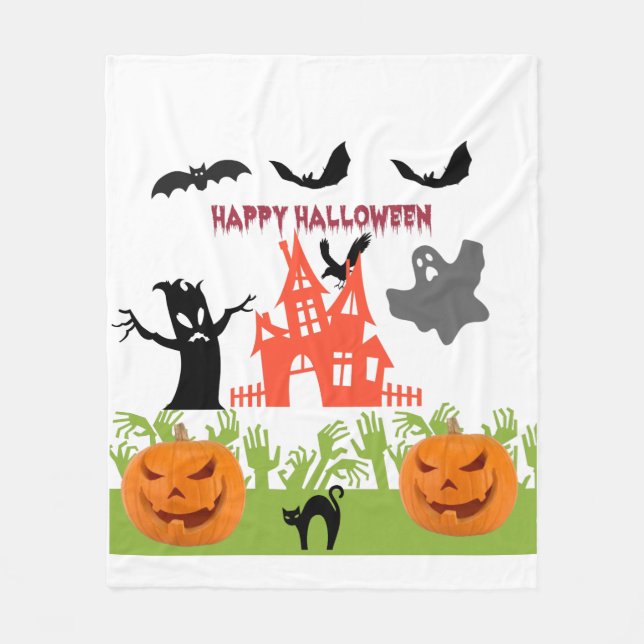 Flytande Halloween-nattscen konst Fleecefilt (Framsidan)